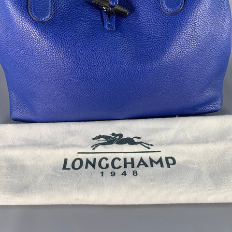 LONGCHAMP Blue Pebble Grain Leather Tote Handbag