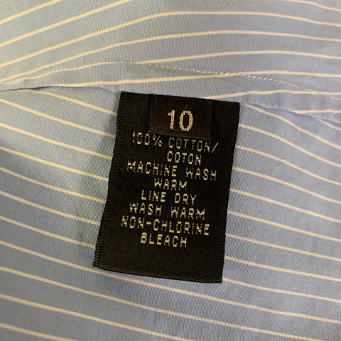 RALPH LAUREN Size 10 Blue White Cotton Stripe 3/4 Sleeves Shirt