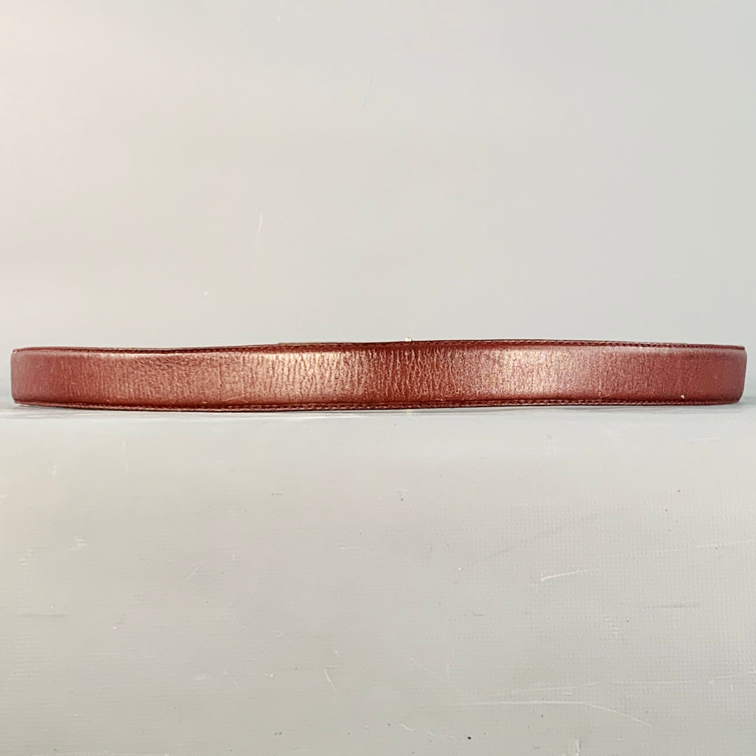 CARTIER Vintage Size 43 Burgundy Gold Logo Leather Skinny Belt