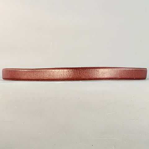 CARTIER Vintage Size 43 Burgundy Gold Logo Leather Skinny Belt