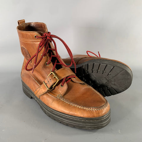 RALPH LAUREN Size 13 Brown Red Leather Boots