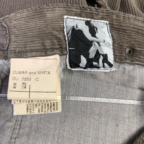 DRKSHDW Size 30 Taupe Corduroy Cotton Straight Distressed Raw Edge Jeans