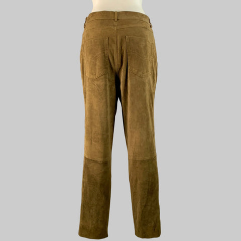 LORO PIANA Size S Olive Suede Jean Cut Casual Pants