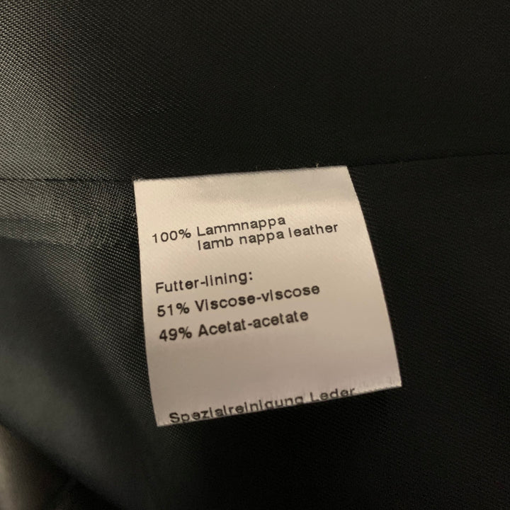 AKRIS Size 12 Black Leather Cropped Jacket