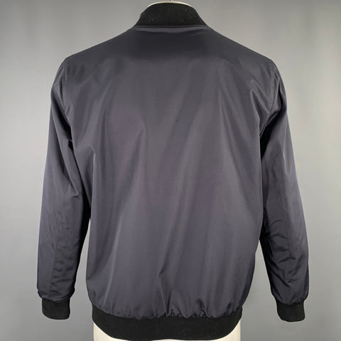 J.HILBURN Size L Black Navy Cotton Blend Reversible Bomber Coat