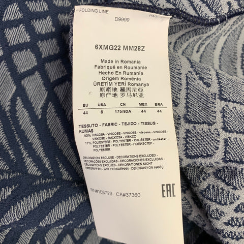 ARMANI COLLEZIONI Size 8 Blue Viscose Blend Jacquard Jacket