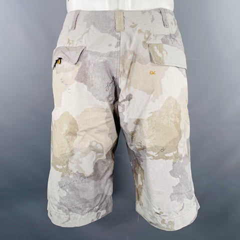 45rpm Size 34 Grey Camo Map Cotton Shorts
