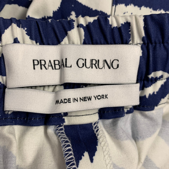 PRABAL GURUNG Size M Blue White Lines Graphic Bermuda Shorts