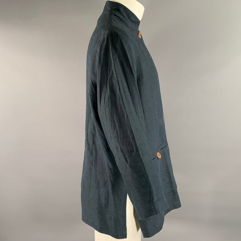 DAVID DART Size M Navy Heather Nehru Collar Shirt Jacket