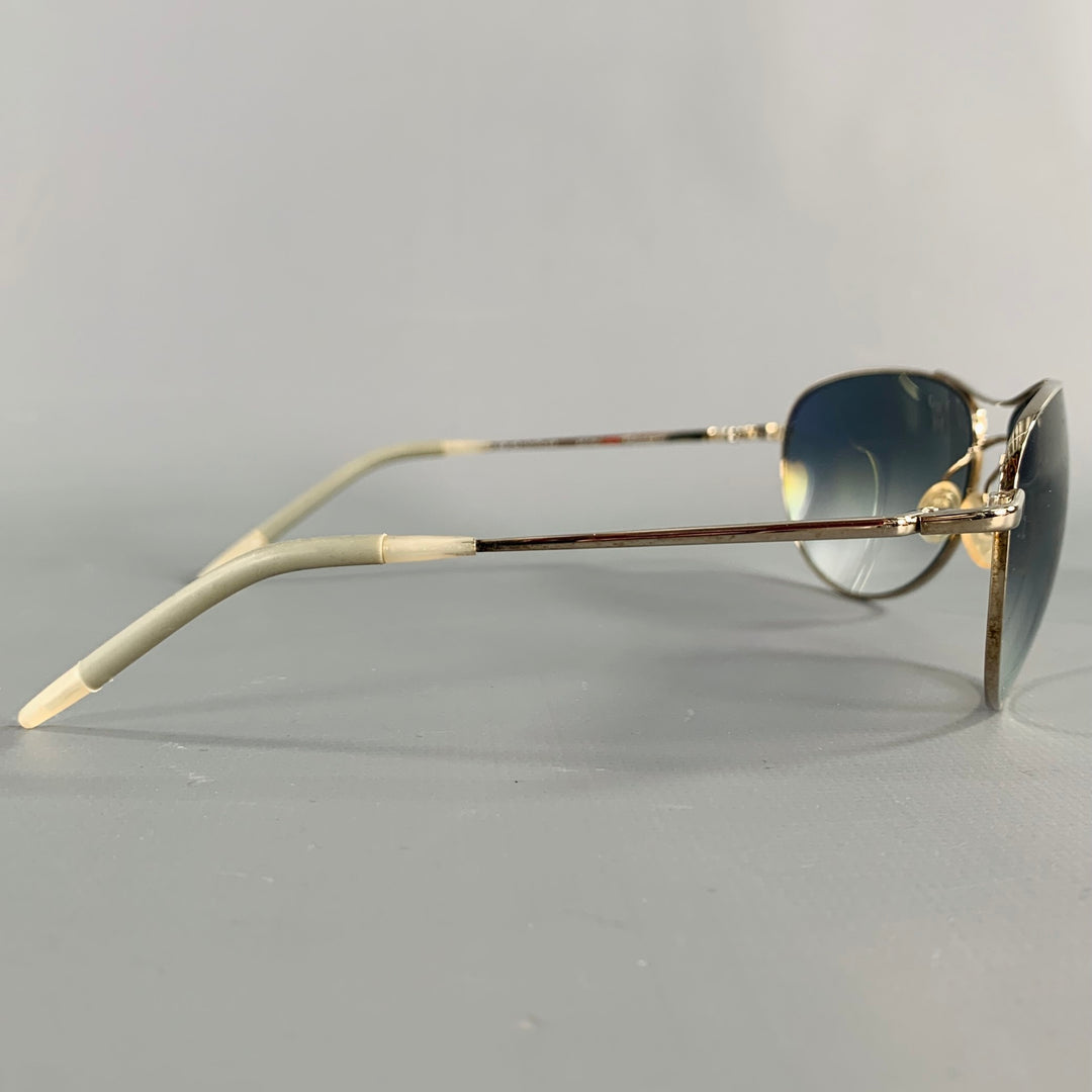 OLIVER PEOPLES -Commander- Silver Grey Metal Aviator Sunglasses