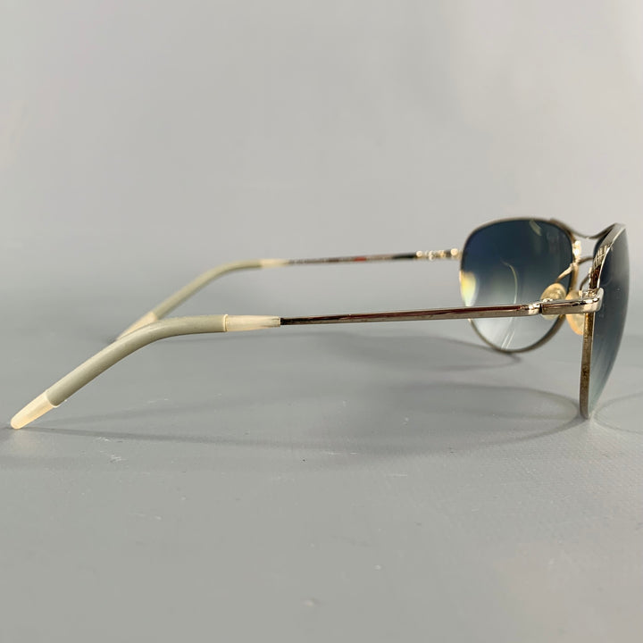 OLIVER PEOPLES -Commander- Silver Grey Metal Aviator Sunglasses