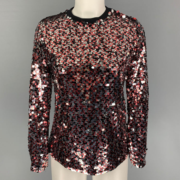 MCQ by ALEXANDER MCQUEEN Size 2 Pink Silver Polyamide Sequined Blouse
