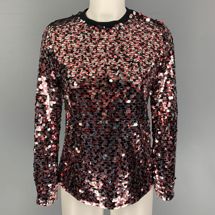 MCQ by ALEXANDER MCQUEEN Size 2 Pink Silver Polyamide Sequined Blouse