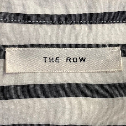 THE ROW Size S White Grey Silk Stripe Hidden Buttons Shirt