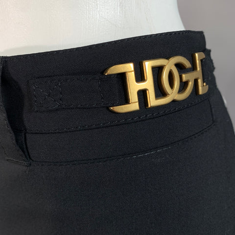 DOLCE & GABBANA Size 14 Black Gold Virgin Wool Dress Pants
