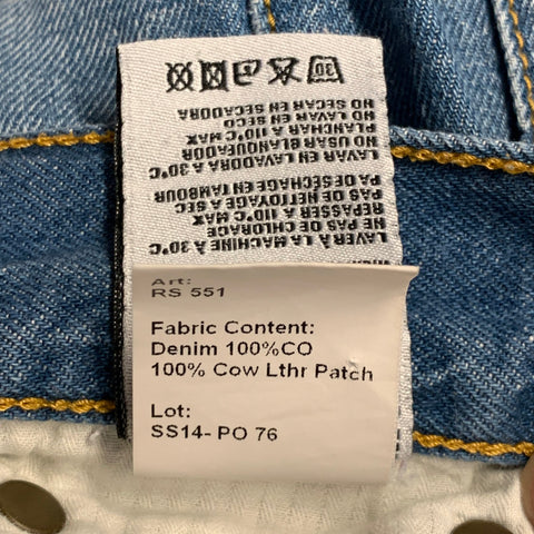 R13 Size 26 Relaxed Skinny Blue Selvedge Denim Twill Distressed Jeans