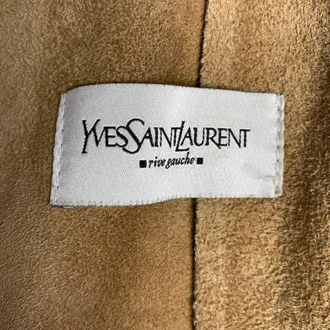 YVES SAINT LAURENT Chest Size 46 Size 46 Camel Tan Leather Zip Up Coat