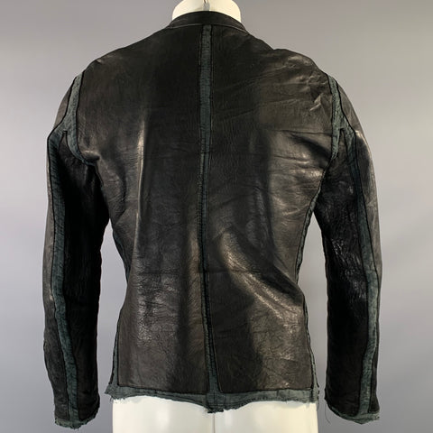MIHARAYASUHIRO Size M Black Distressed Leather Zip Up Jacket