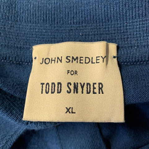 TODD SNYDER Size XL Blue Knit Cotton Polo