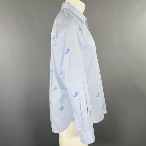 COMME des GARCONS Size S Blue White Stripe Cotton One Pocket Long Sleeve Shirt