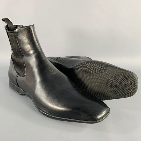 PRADA Size 8.5 Black Leather Chelsea Ankle Boots