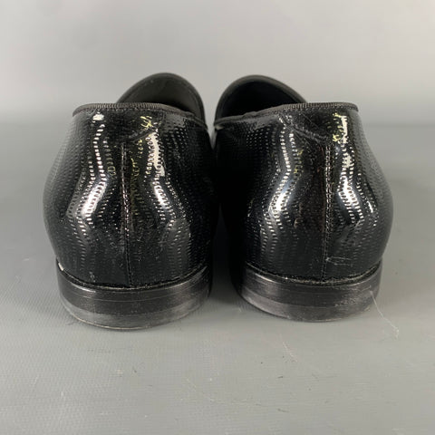 GIORGIO ARMANI Size 11 Black Textured Leather Slip On Loafers