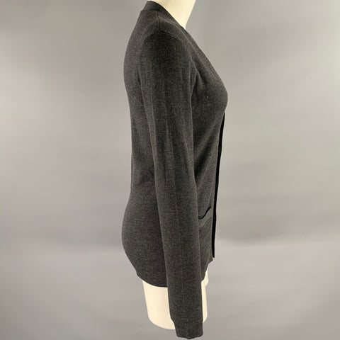 RALPH LAUREN Size M Charcoal Wool V-Neck Cardigan