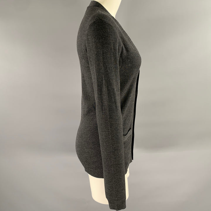 RALPH LAUREN Size M Charcoal Wool V-Neck Cardigan