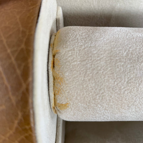VINTAGE Tan Silver Textured Watch case Leather Goods