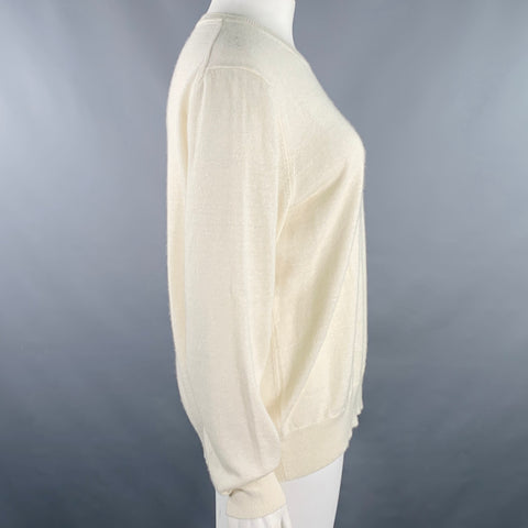 THE ROW Size L Cream Linen Cashmere Pullover