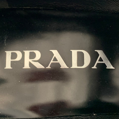 PRADA Size 7.5 Black Leather Penny Loafer Pumps