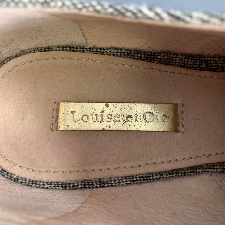 LOUISE ET CIE Size 8.5 Grey Wool Blend Tweed Leather Trim Lace-Up Shoes