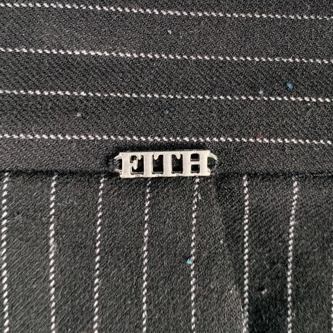 FITH Size S Black White Pinstripe Polyester Blend Elastic Waistband Dress Pants