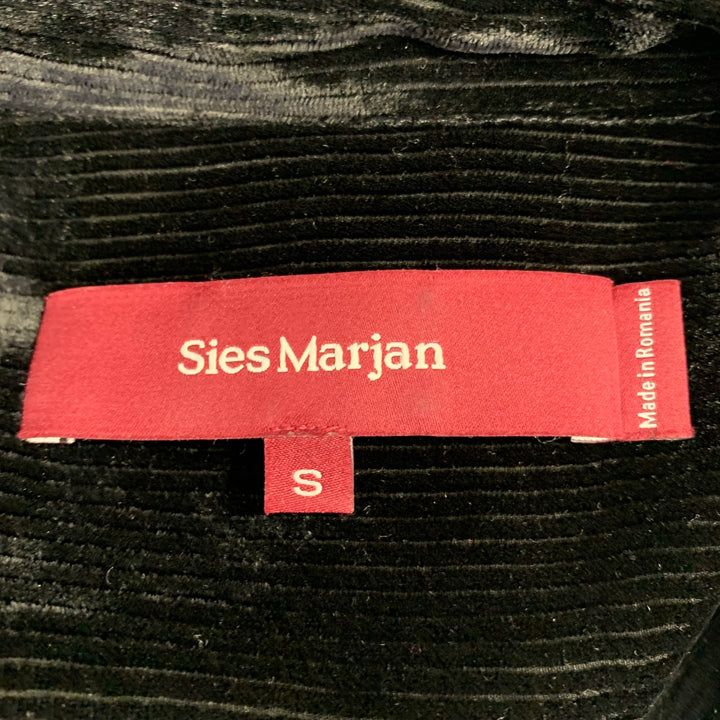 SIES MARJAN Size S Black Velvet Silk Cotton Button Up Shirt Pants Set