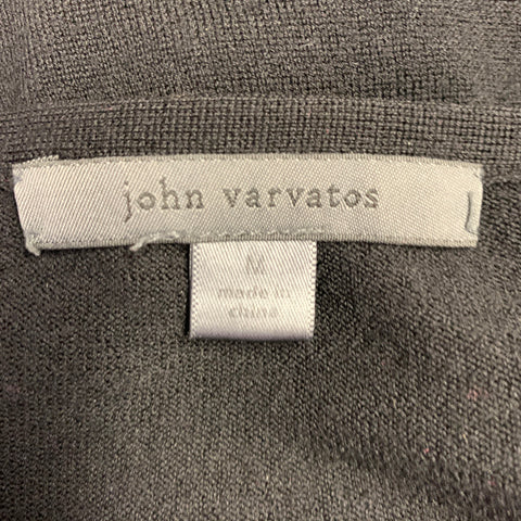 JOHN VARVATOS Size M Black Merino Wool Henley T-shirt
