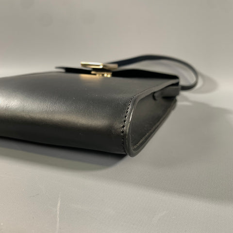 NO BRAND Black Navy Faux Leather Faux Leather Cross Body Bag