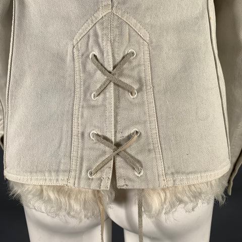 GUCCI FW 2001 by Tom Ford Size S Cream Fur Lined Cotton Jacket