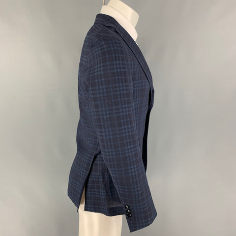 FUGATO pour les navires Taille 36 Manteau de sport en laine de lin à carreaux bleu marine