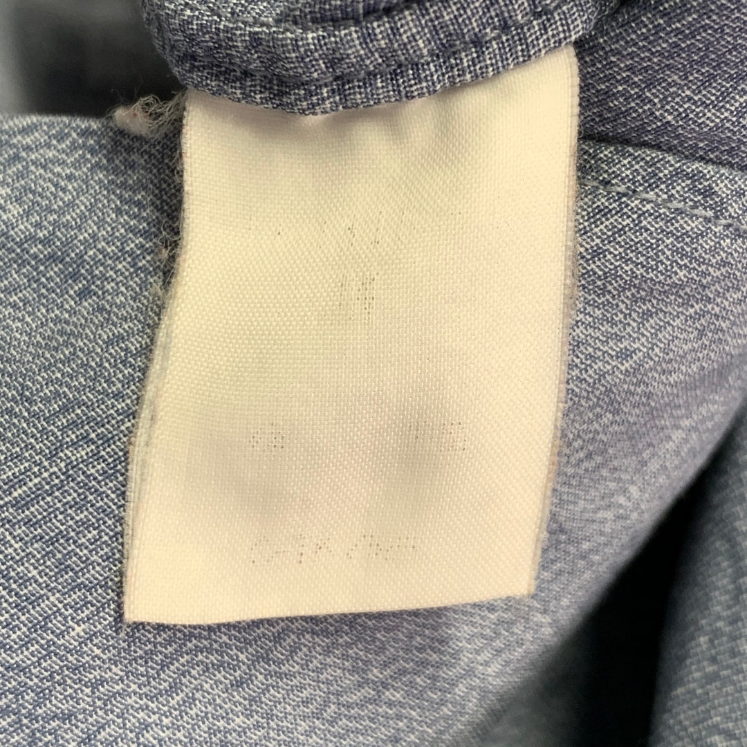 ISSEY MIYAKE Vintage Size M Blue Chambray Cotton Nehru Collar Long Sleeve Shirt