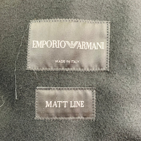 EMPORIO ARMANI Size 40 Black Virgin Wool Double Panel Hook Eye Coat
