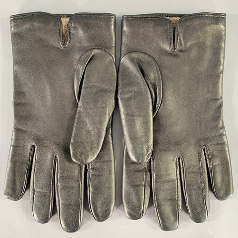 YVES SAINT LAURENT Size 10 Black Leather Gloves