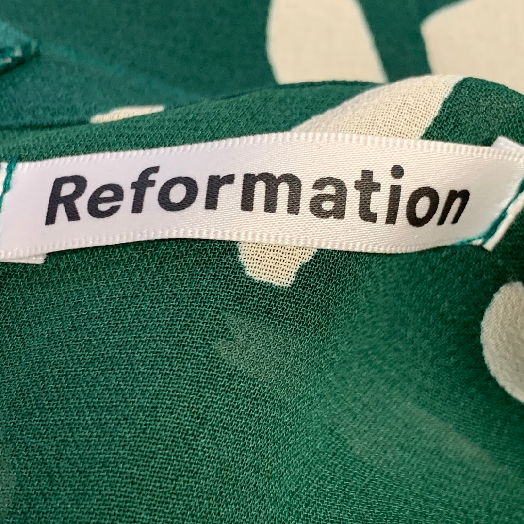 REFORMATION Size 0 Green White Viscose Abstract A-Line Dress Sui Generis Designer Consignment REFORMATION Size 0 Green White Viscose Abstract A-Line Dress Sui Generis Designer Consignment