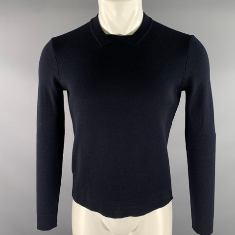 JIL SANDER Size XS Navy Knit Ribbed Pullover