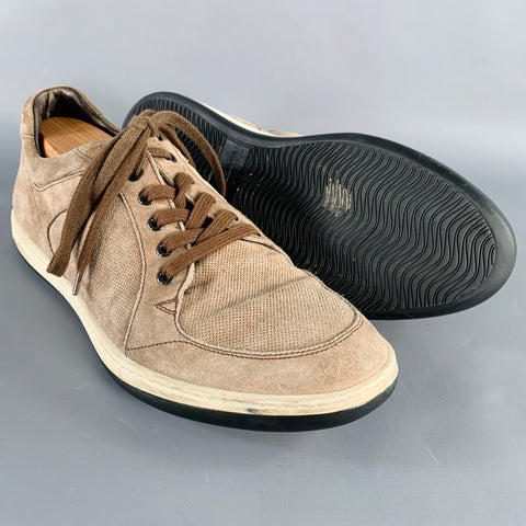 GIORGIO ARMANI Size 10 Brown Taupe Suede Low Top Sneakers