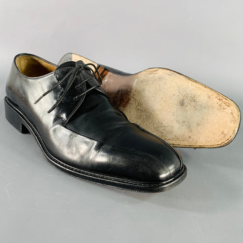 SALVATORE FERRAGAMO Size 9 Black Leather Derby Lace-Up Shoes