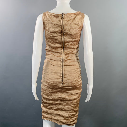 LANVIN Summer 2011 Size 4 Tan Silk Blend Raw Edge Sleeveless Cocktail Dress