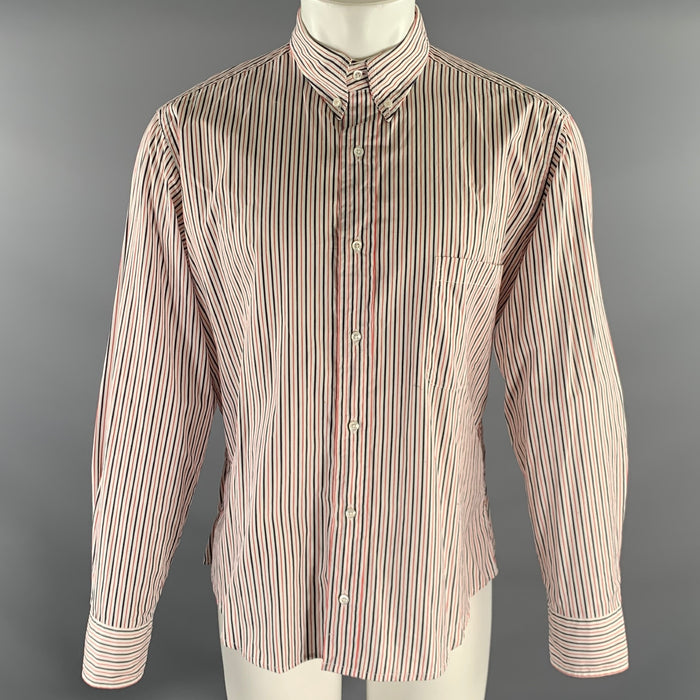 THOM BROWNE Size M White Red Navy Stripe Button Down Long Sleeve Shirt