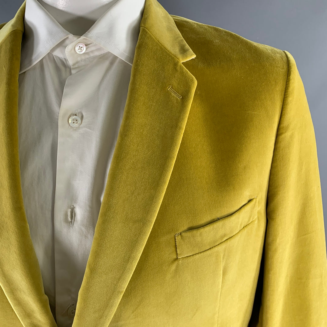 PAUL SMITH Chest Size 46 Regular Yellow Velvet Cotton Blend Sport Coat