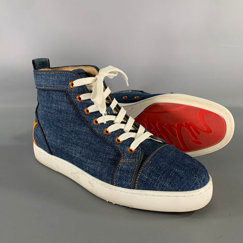CHRISTIAN LOUBOUTIN Size 9 Navy Solid Canvas High Top Sneakers
