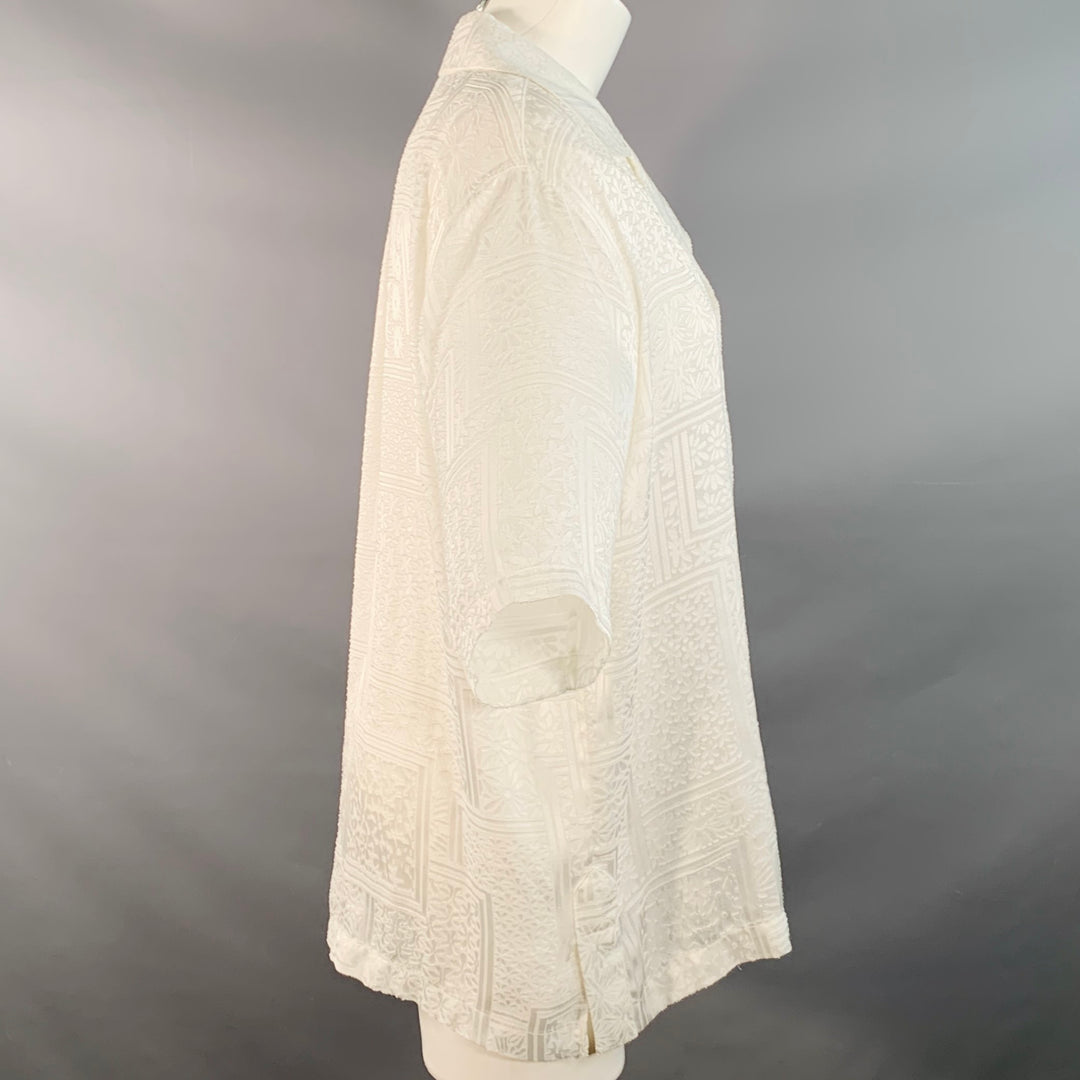 ROTATE Size 8 Avery White Viscose Blend Floral One Pocket Casual Top